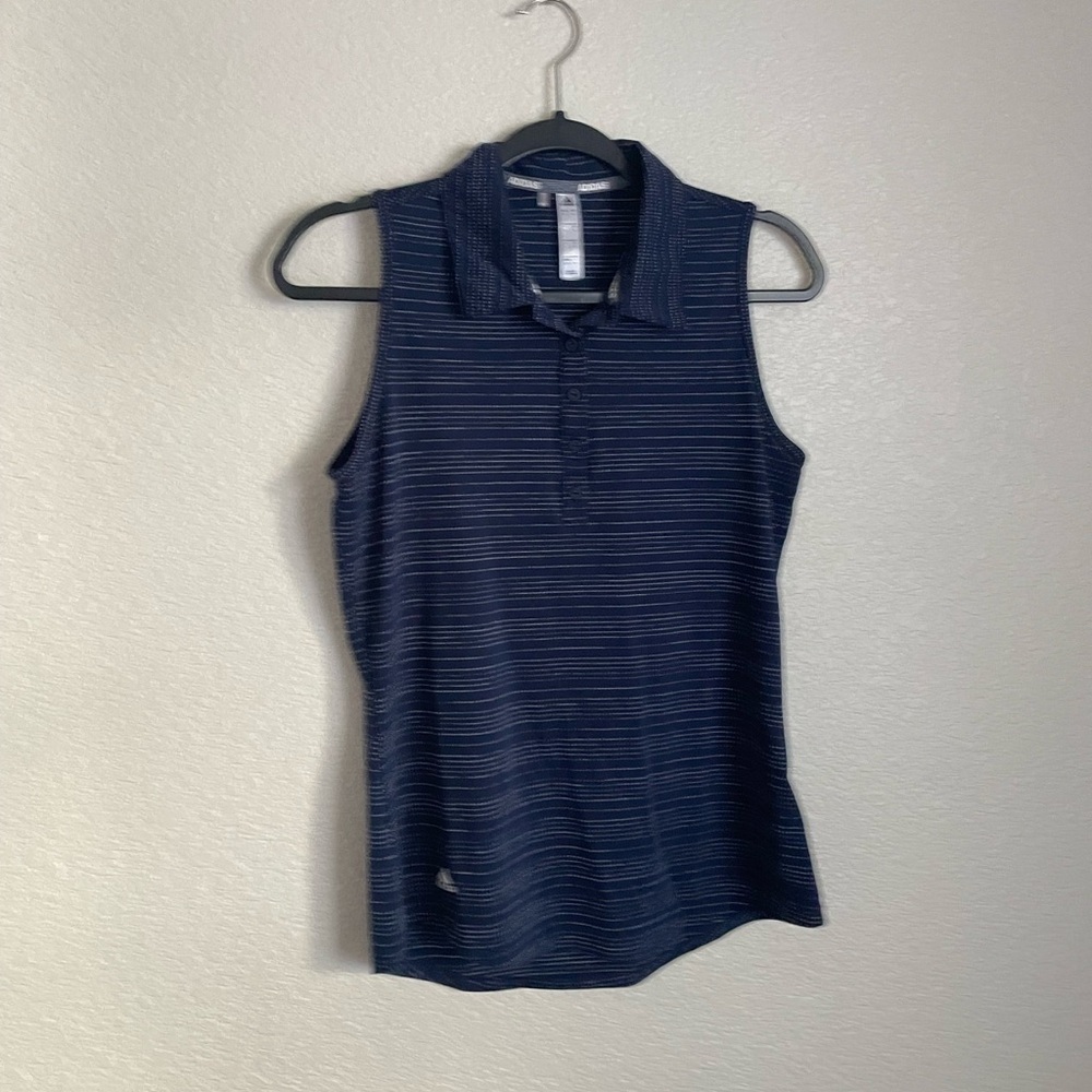 Adidas Golf Women’s Microdot Sleeveless Polo Top S Blue - Picture 2 of 10